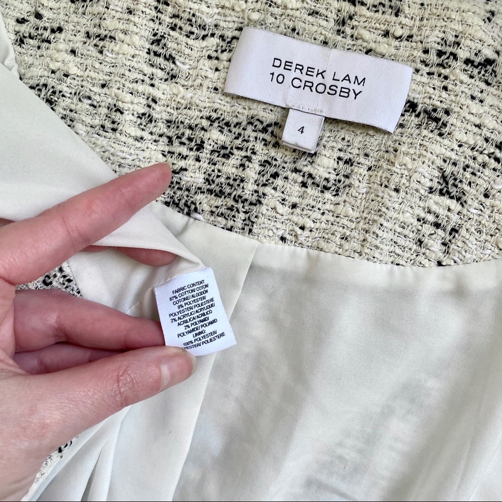 10 Crosby Derek Lam S Blazer High Low Cropped Tweed Jacket Cream Winter White - Picture 5 of 8
